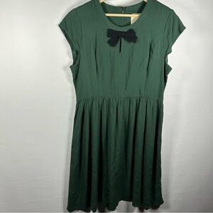 Modcloth Green Midi Dress with Black Bow